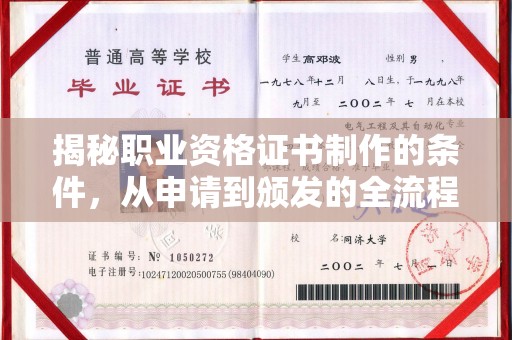 文峰揭秘职业资格证书制作的条件，从申请到颁发的全流程解析