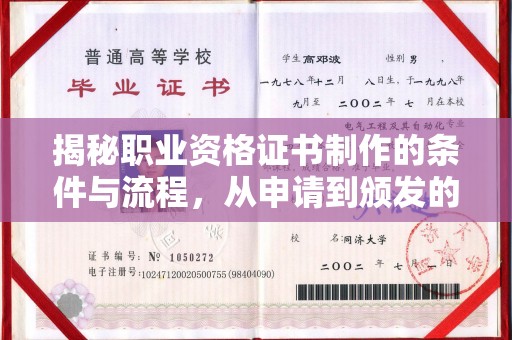 文峰揭秘职业资格证书制作的条件与流程，从申请到颁发的全解析